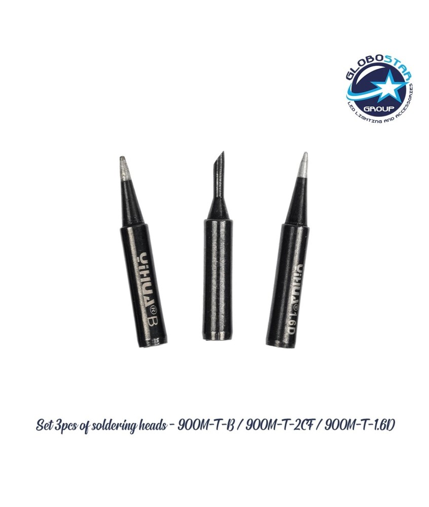 GLOBOSTAR® YIHUA-900M 79948 Σετ 3 Κεφαλών για Σταθμό Συγκόλλησης-Κολλητήρι Συμβατές με Μοντέλα Yihua - 900Μ-T-B & 900Μ-T-2CF & 900M-T-1.6D - Μ0.5 x Π0.5 x Υ4cm - Πακέτο 3 Τεμαχίων